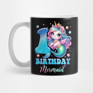 Unicorn Mermaid 1st Birthday 1 Year Old Party Girls B-day Gift For Girls Kids Mug